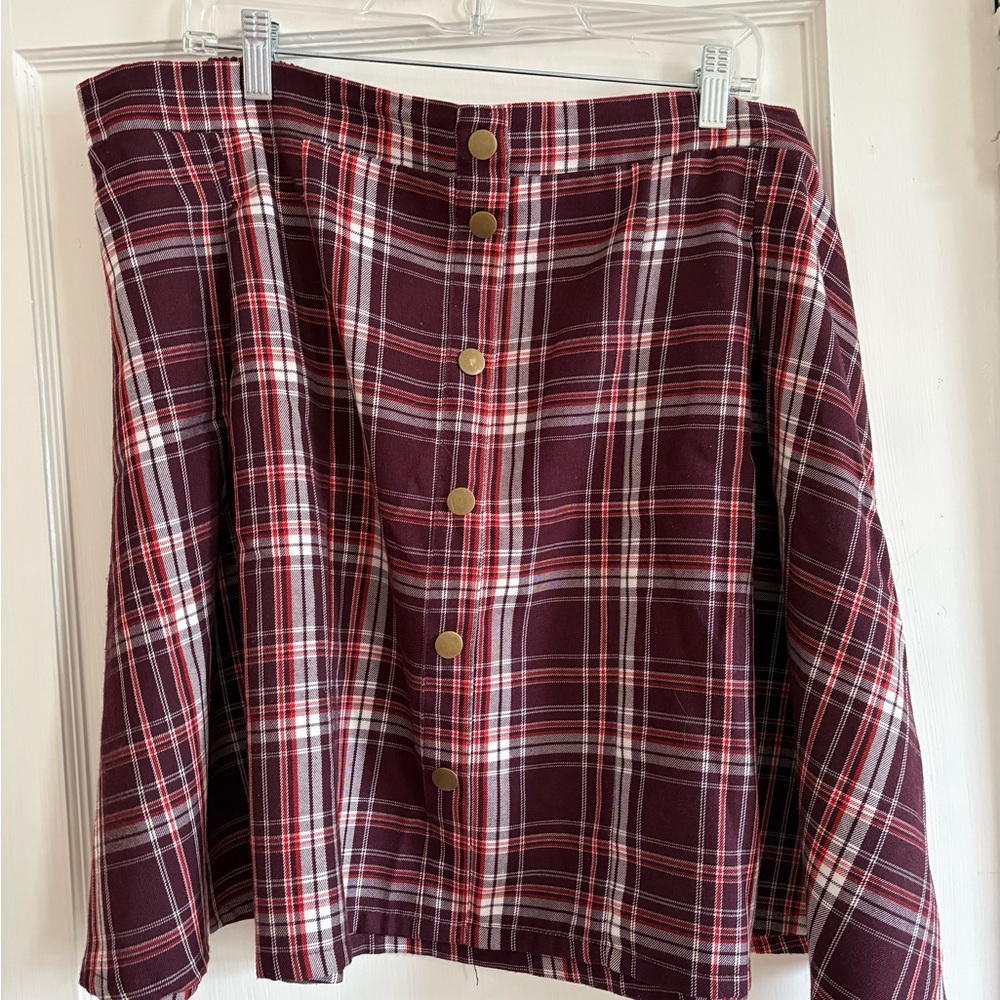 torrid Burgundy Plaid Button-Front A-Line Skirt